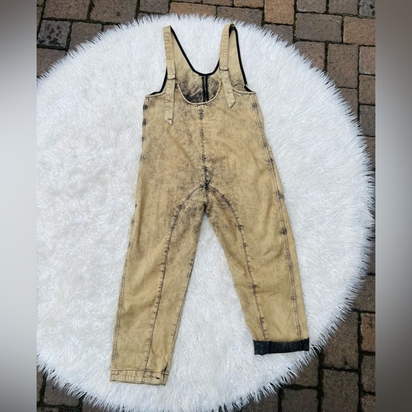 Free People High Roller Overalls – Khaki Utility Jumpsuit - Small - Picture 6 of 6